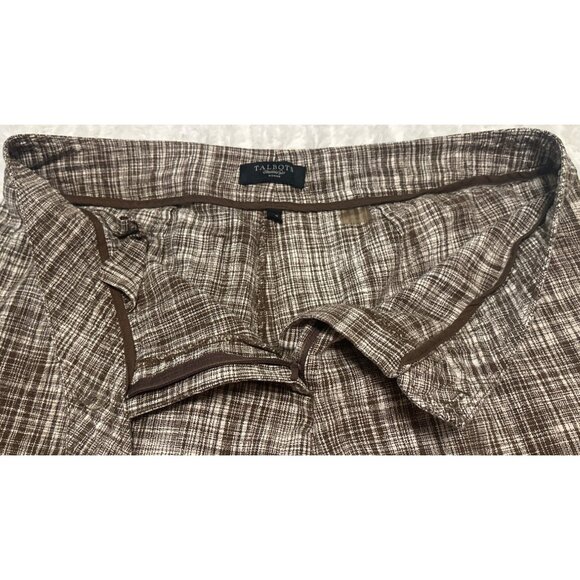 Talbot's Woman Capri Pants Brown & White Plaid Print Linen Blend Women Size 14W - Picture 15 of 16